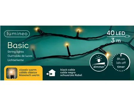 Basic Led Lights - Lumineo - 40 lampjes - Klassiek Warm - afbeelding 3