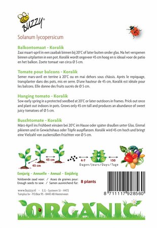Buzzy® zaden - Organic Balkontomaat Koralik (BIO) - afbeelding 2