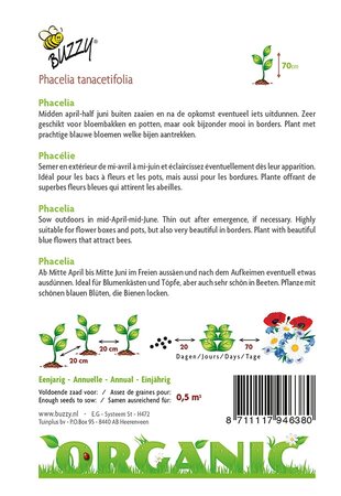 Buzzy® zaden - Organic Phacelia, Bijenvoer (BIO) - afbeelding 2