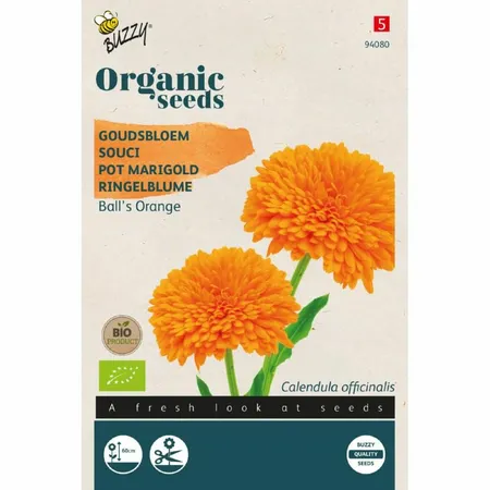 Buzzy® zaden - Organic Calendula, Goudsbloem Ball's Orange  (BIO)