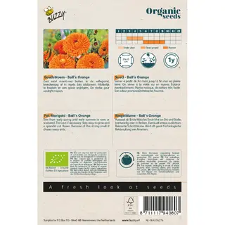 Buzzy® zaden - Organic Calendula, Goudsbloem Ball's Orange  (BIO) - afbeelding 2