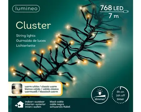 Clusterverlichting - Lumineo - 768 lampjes warm wit/klassiek warm - afbeelding 3