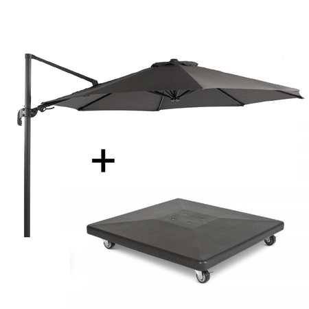 Combideal: Parasol Banus Rond Ø350cm Donkergrijs + Parasolvoet