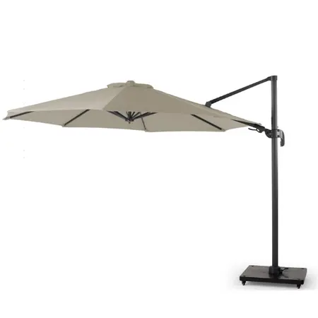 Combideal: Zweefparasol Banús - Tierra Outdoor - Ø 350 cm rond - Taupe - Excl. Voet