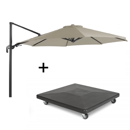 Combideal: Parasol Banus Rond Ø350cm Taupe + Parasolvoet