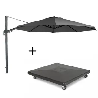 Combideal: Parasol Duraflex Rond Ø350cm Dark Grey + Parasolvoet