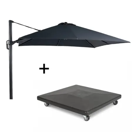 Combideal: Parasol Duraflex 300 x 300cm vierkant Antraciet + Parasolvoet