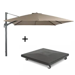 Combideal: Parasol Duraflex Tierra Outdoor- 300 cm vierkant Taupe + parasolvoet 90kg