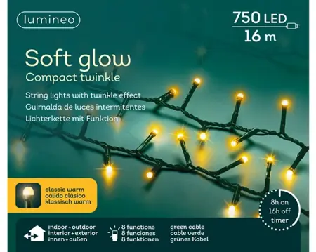 Compact LED Lights Soft Glow Twinkle - 750 lampjes - Klassiek warm - afbeelding 3