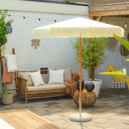 Decoris - Parasol Polyester D200h214cm Wit - afbeelding 3