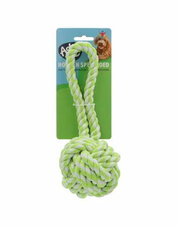 Flos Bal Met Lus Hondenspeelgoed Wit|Lime 27 cm - afbeelding 1