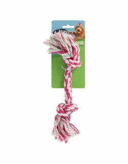 Flos Touw Hondenspeelgoed Wit|Roze 30 cm - afbeelding 1