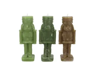 Frosty Nutcracker Green Mix Candle 4x4x12cm (assorti) - afbeelding 1