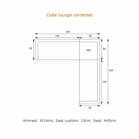 Cube Loungeset High - afmetingen