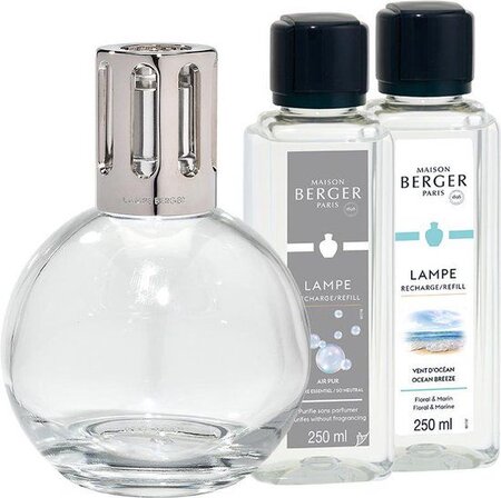 Giftset Lampe Berger Essentielle Ronde  - incl. Air Pur lont + 2x250ml wisselende geur - afbeelding 1