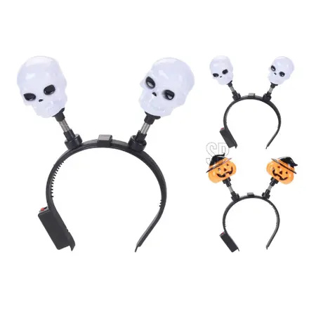 Halloween Diadeem Met Licht (Doodskop of Pompoenmannetje) - afbeelding 1