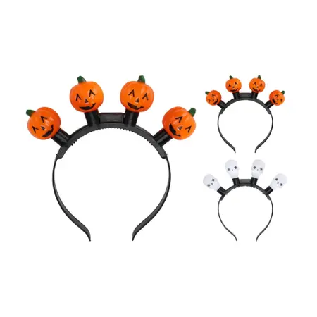 Halloween Diadeem Met Licht (Pompoen of Doodskop) - afbeelding 1