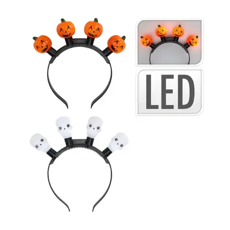 Halloween Diadeem Met Licht (Pompoen of Doodskop) - afbeelding 2