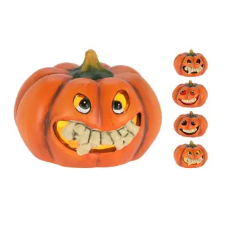 Halloween Pompoen Gezicht Led 9cm - afbeelding 1