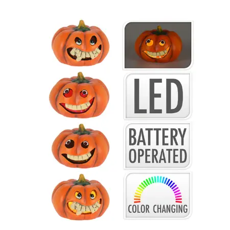 Halloween Pompoen Gezicht Led 9cm - afbeelding 2