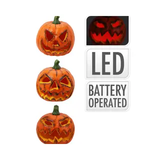 Halloween Pompoen met led (assorti) - afbeelding 2