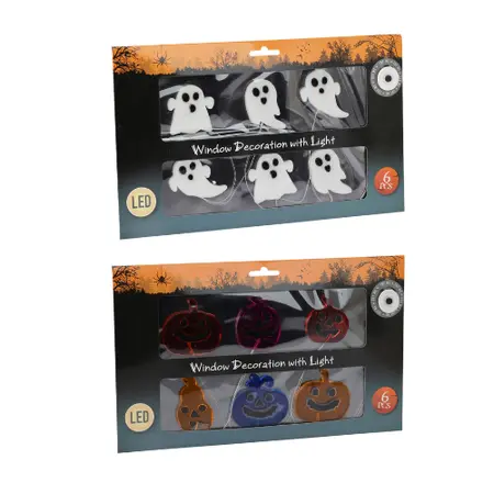 Halloween Raamdecoratie Met Licht - Set van 6 - afbeelding 2