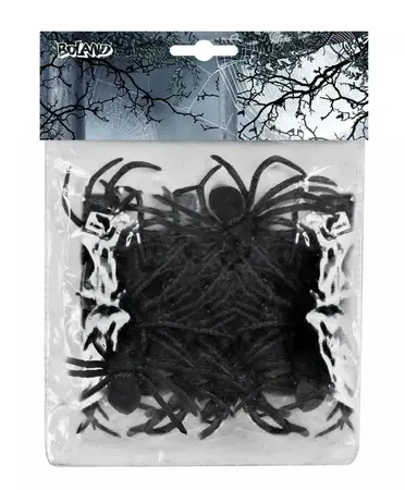 Halloween Versiering Zwarte Spinnen (12 stuks)