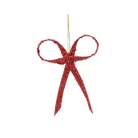 Hanger Strik Plastic Glitter Rood 16 cm