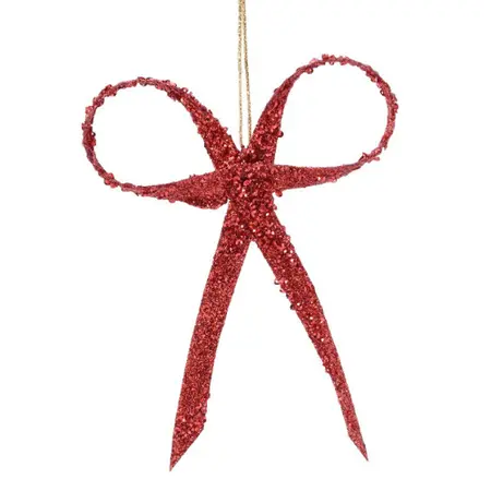 Hanger Strik Plastic Glitter Rood 25cm