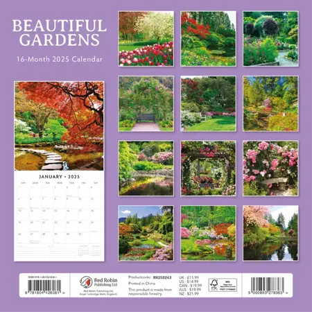 Beautiful Gardens Kalender 2025 - 13 Full-Color Tuinfoto's