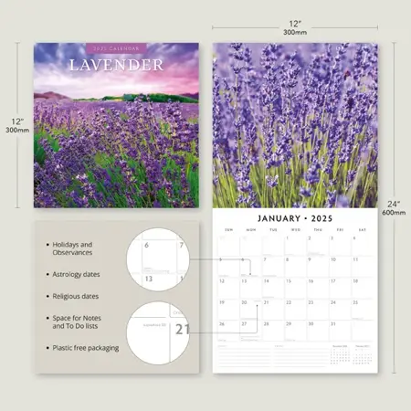 Lavendel Kalender 2025 - 13 Full-Color Foto's van Prachtige Lavendel