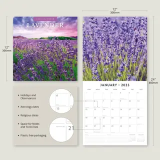 Lavendel Kalender 2025 - 13 Full-Color Foto's van Prachtige Lavendel