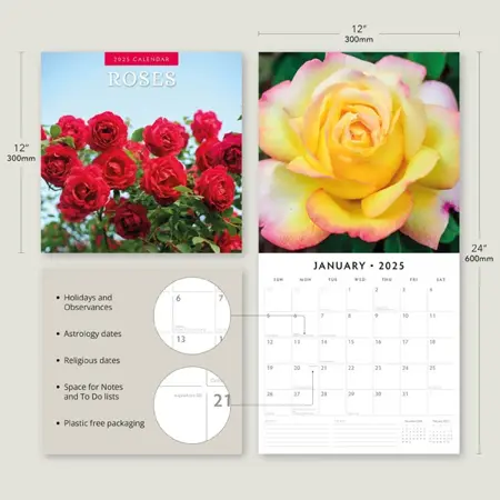 Roses Kalender 2025 - 13 Full-Color Foto's van Prachtige Rozen