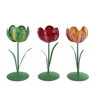 Kandelaar/theelichthouder Tulp Metaal H20cm (assorti) - afbeelding 1