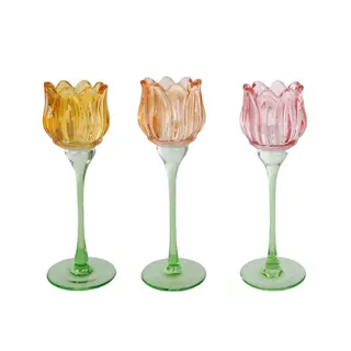 Kandelaar Tulp D7h22cm assorti