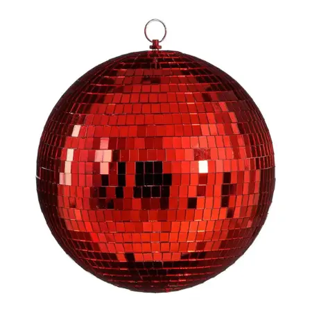 Kerstbal Discobal D25cm Spiegel Rood