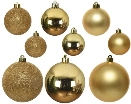 Kerstballen Goud - Kunststof - Set van 30 stuks - afbeelding 2