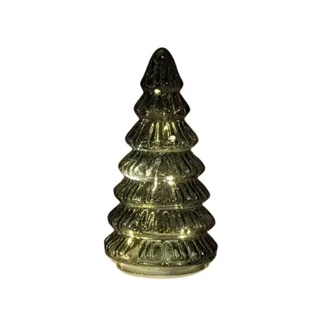 Kerstboom Glas LED licht 18.5x9cm - Groen