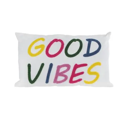 Kussen Good Vibes Wit/multicolor Stof 30x50cm