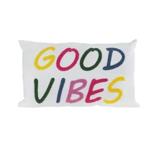 Kussen Good Vibes Wit/multicolor Stof 30x50cm