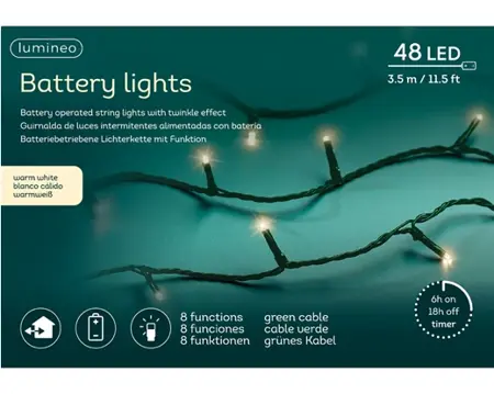 LED Battery Lights Twinkle - Lumineo - 48 lampjes Warm wit - afbeelding 3