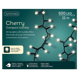 LED Cherry Compact Twinkle Lights - 500 lampjes warm wit - zwart snoer - afbeelding 3