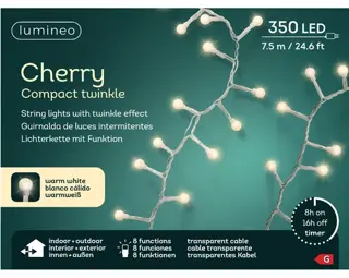 Led Cherry Compact Twinkle Lights - Lumineo - 350 lampjes Warm Wit