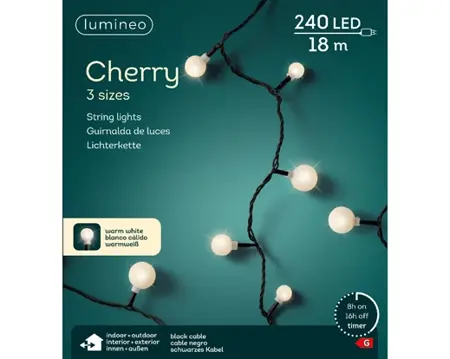 Led Cherry Lights - Lumineo - 240 lampjes Warm Wit - afbeelding 3