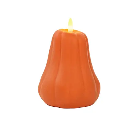 LED Kaars Flespompoen Oranje 13cm