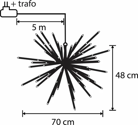 Led Poolster Vuurwerk Kerstverlichting Ø70 cm - 160 lampjes Warm Wit - afbeelding 6