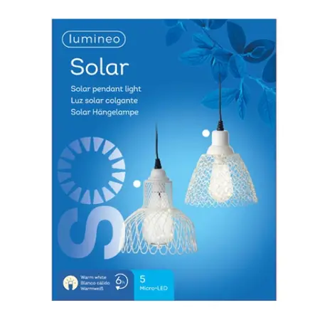 LED Solar Hanglamp IJzer Wit - Lumineo - Ø15cm - afbeelding 3