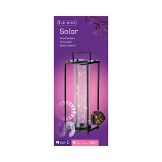 LED Solar Lantaarn Ijzer Zwart - Lumineo
