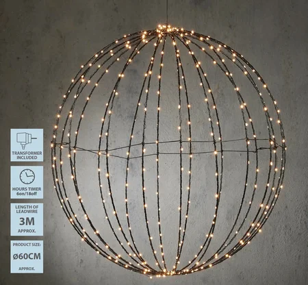 Lichtbol LED verlichting warm wit met timer Ø 60 cm - afbeelding 4