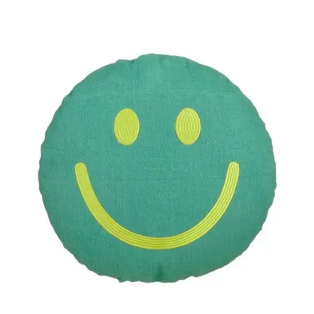 Mica Decorations Kussen smiley groen - Ø45cm